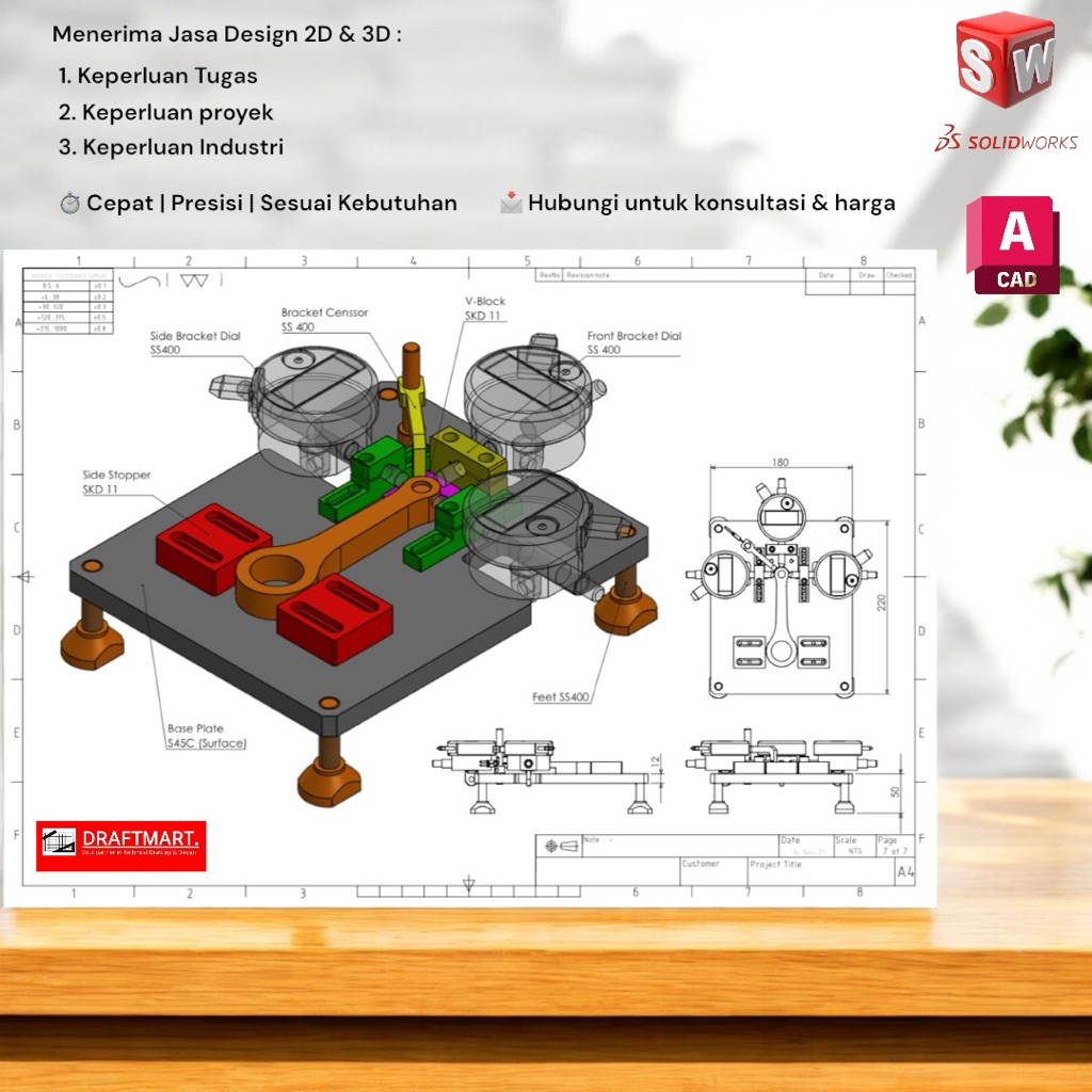 Jasa Gambar Teknik 2D & 3D SolidWorks, AutoCAD | Tugas Kuliah, Mesin, Manufaktur, Fabrikasi