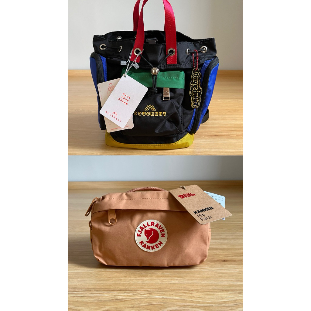 Tas Doughnut Tiny Backpack You-Niverse (Original) + Tas Fjallraven Hip Pack Peach Sand/Salmon (Origi