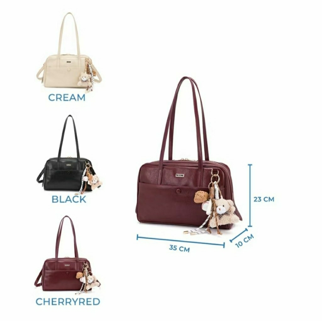 Tas En-Ji Hitam + Gantungan Tas Boneka Cantik