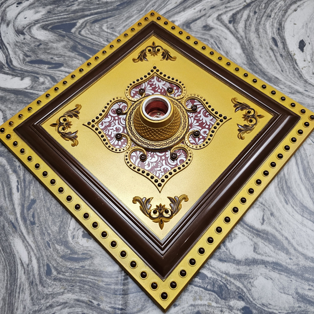 fiting lampu ornamen 30x30-Fiting lampu - fiting ornamen plafon hias PVC/GRC fiting dekorasi plafon