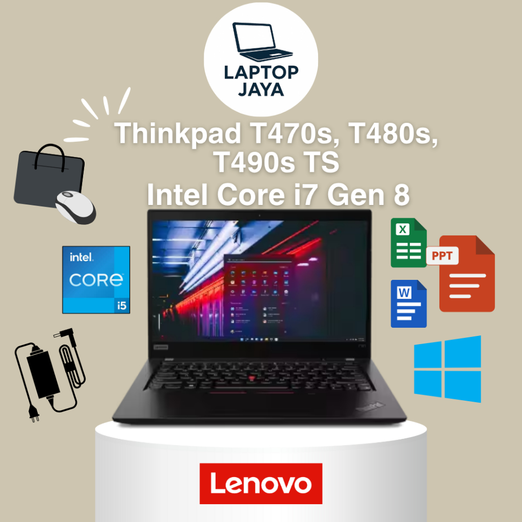 [ LAPTOP JAYA ] Lenovo Thinkpad T470S T480s T490s TS Core I5 I7 Gen 8 RAM 20GB SSD 512GB IPS FHD