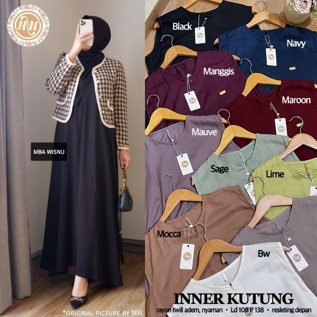 All dress/gamis polosan by MW (Mba Wisnu) Inner kutung_Janeta_Jovie_Alona_Alina_Alura one set hijab 