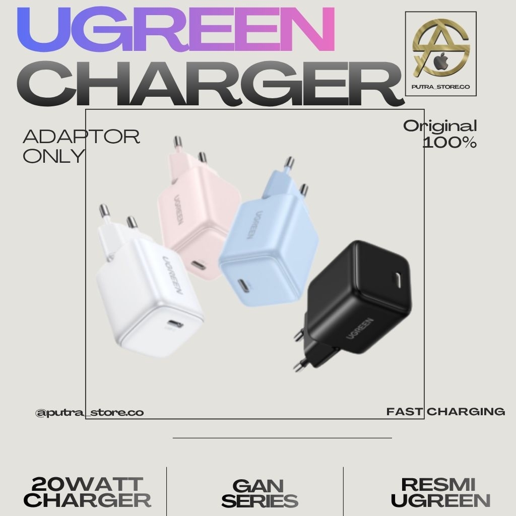 UGREEN Kepala Adaptor Charger Mfi PD Type C Fast Charging 20W