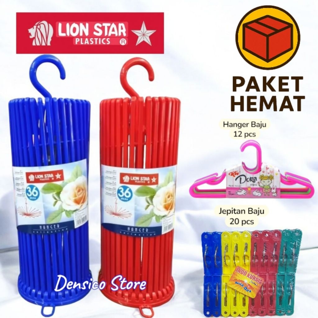Folding Hanger Lion Star 36 Stick /Gantungan Baju Plastik Lion star / Gantungan Baju