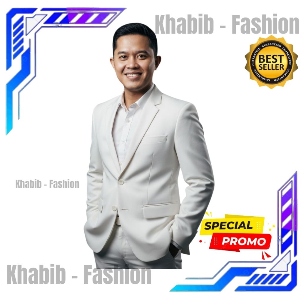 JAS FORMAL / JAS RESMI / JAS NIKAH / JAS ALMAMATER / JAS WISUDA / JAS BLAZER PRIA WARNA PUTIH POLOS