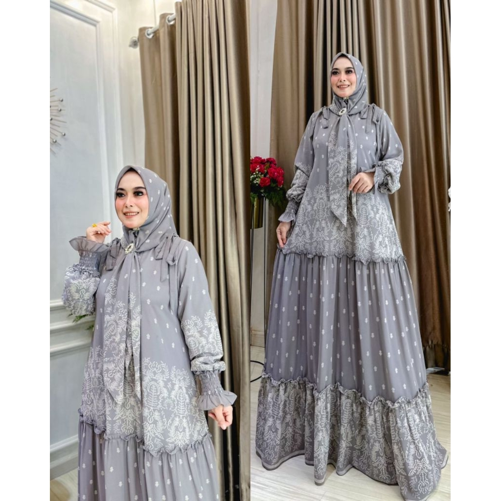 JIHAN SET DRESS POPPY SYARI