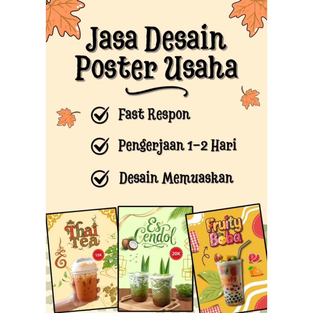 Jasa Desain Iklan Advertising Poster Usaha UMKM Makanan Dan Minuman Design Cantik Untuk Pengusaha Ku