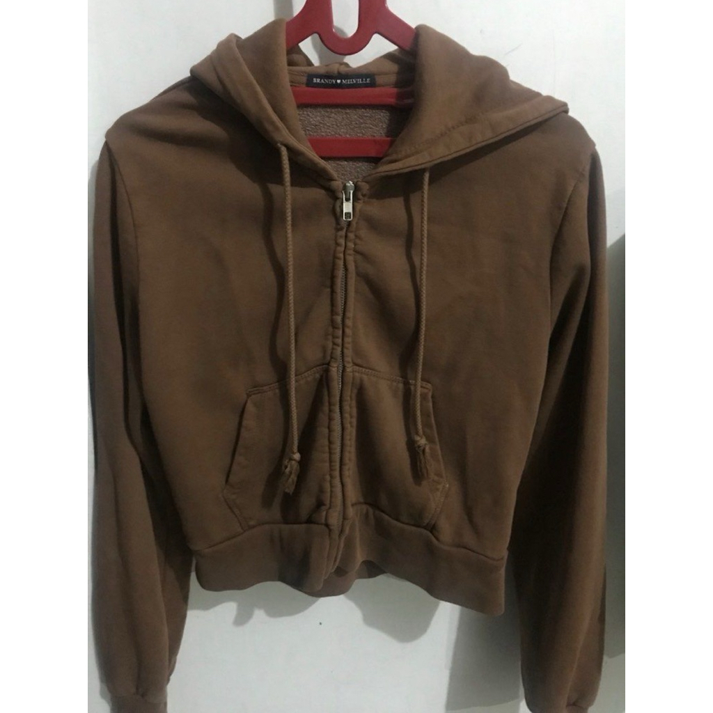 brandy melville crystal hoodie original cropped brown