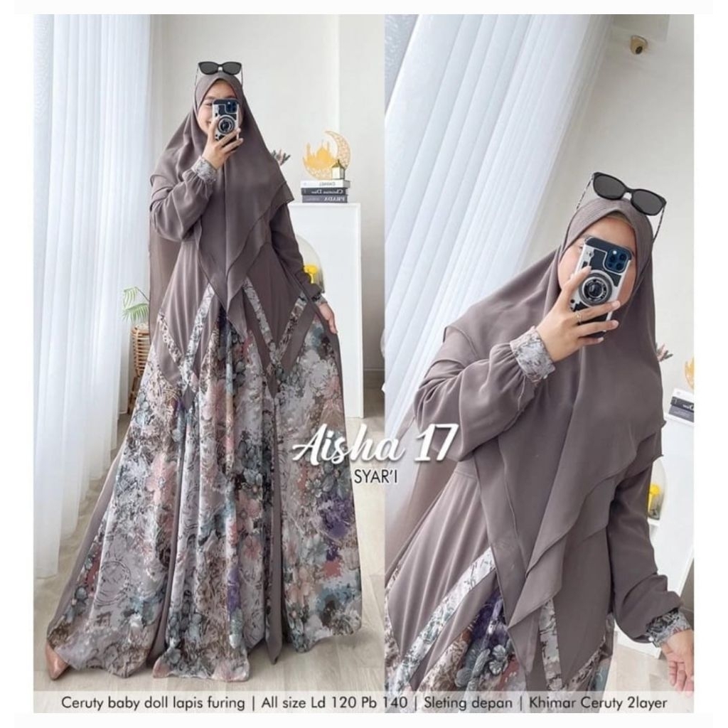 gamis set syari aisha 17 syari jumbo/gamis jumbo