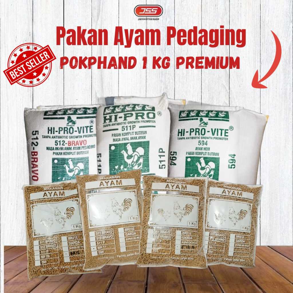 Pakan Ayam Pedaging Charoen Pokphand kemasan 1 kg Premium 511 bravo 512 bravo 511 P BR12 BR11 594