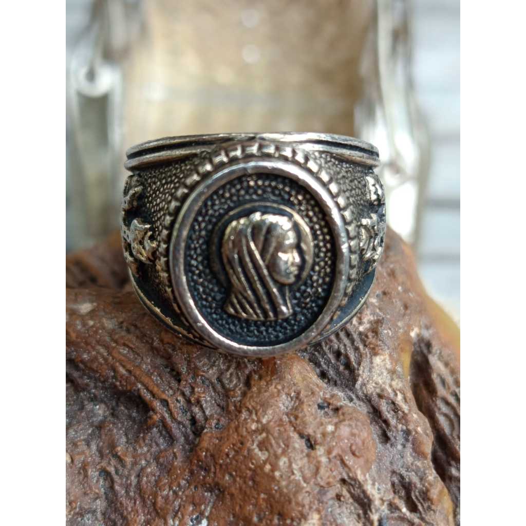 Cincin Vintage Ukir Bunda Maria Ring Monel Handmade