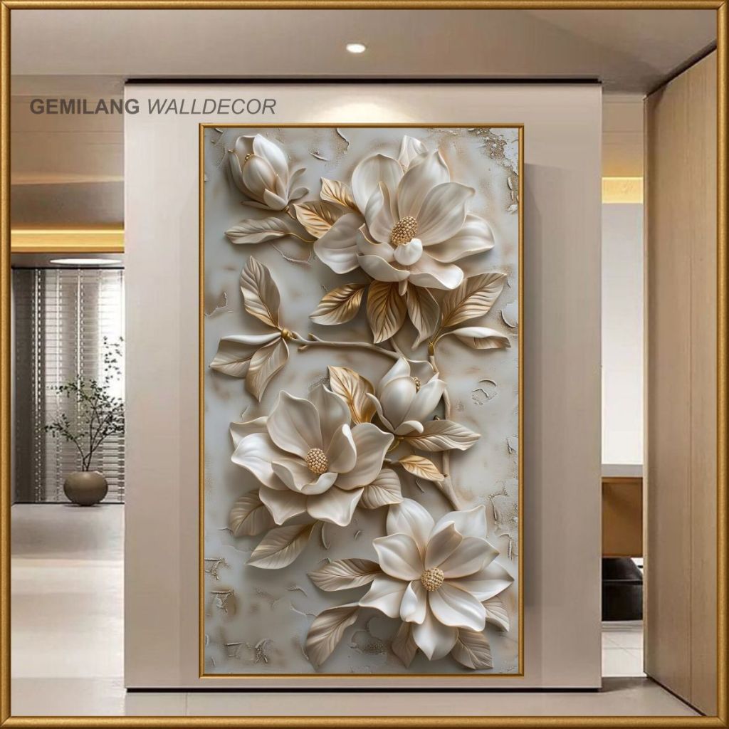 WALLPAPER 3D CUSTOM 3D MOTIF BUNGA AESTHETIC