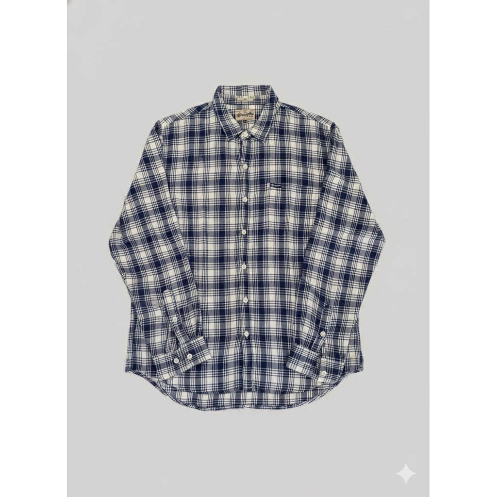 Kemeja wrangler flanel kotak biru putih 100% original