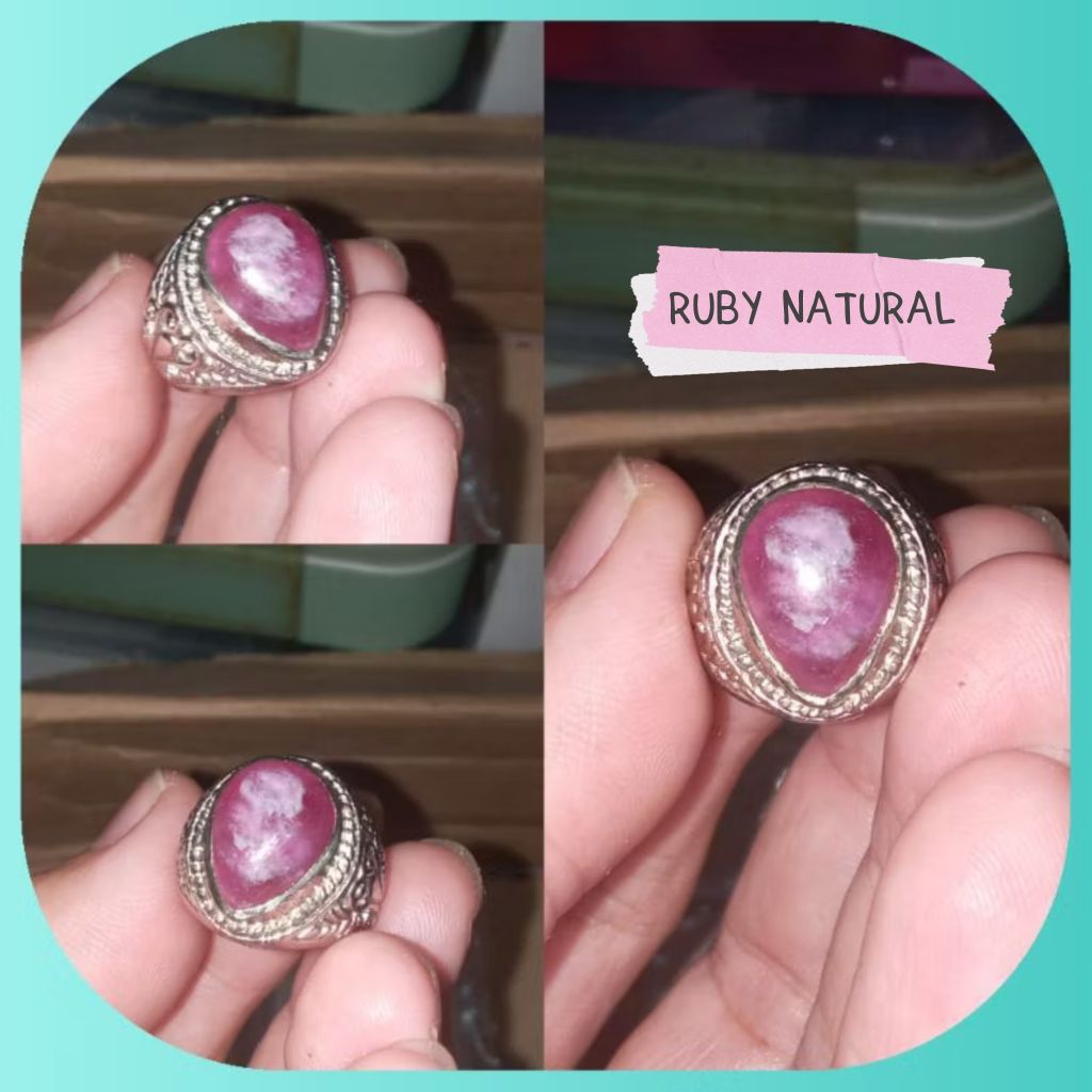 Cincin Permata Ruby Asli Gemstone Natural