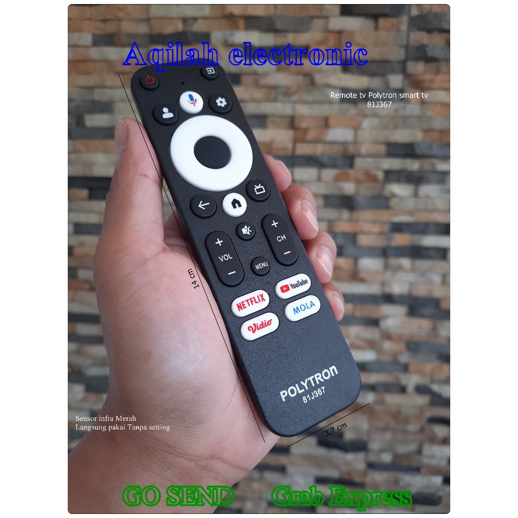 Remot TV LED Polytron Smart Android tv 81J367 non voice