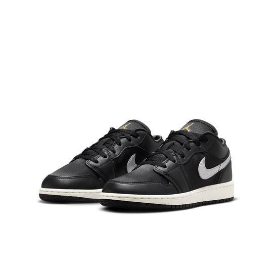 Sepatu Basket Anak Air Jordan 1 Low SE GS Black Silver Gold FZ3921-001