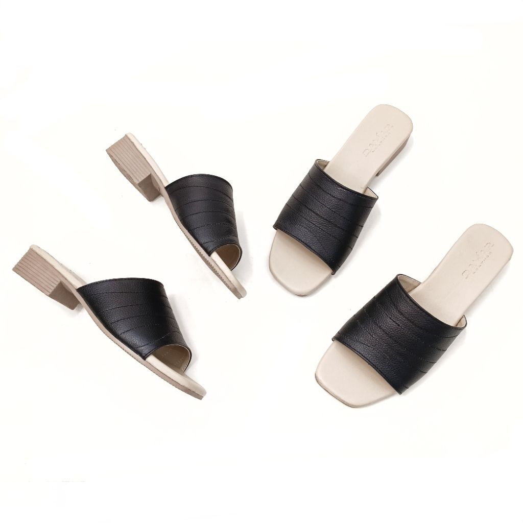 Sandal Hak Wanita 3cm Terbaru Kulit Asli Sandal Wanita