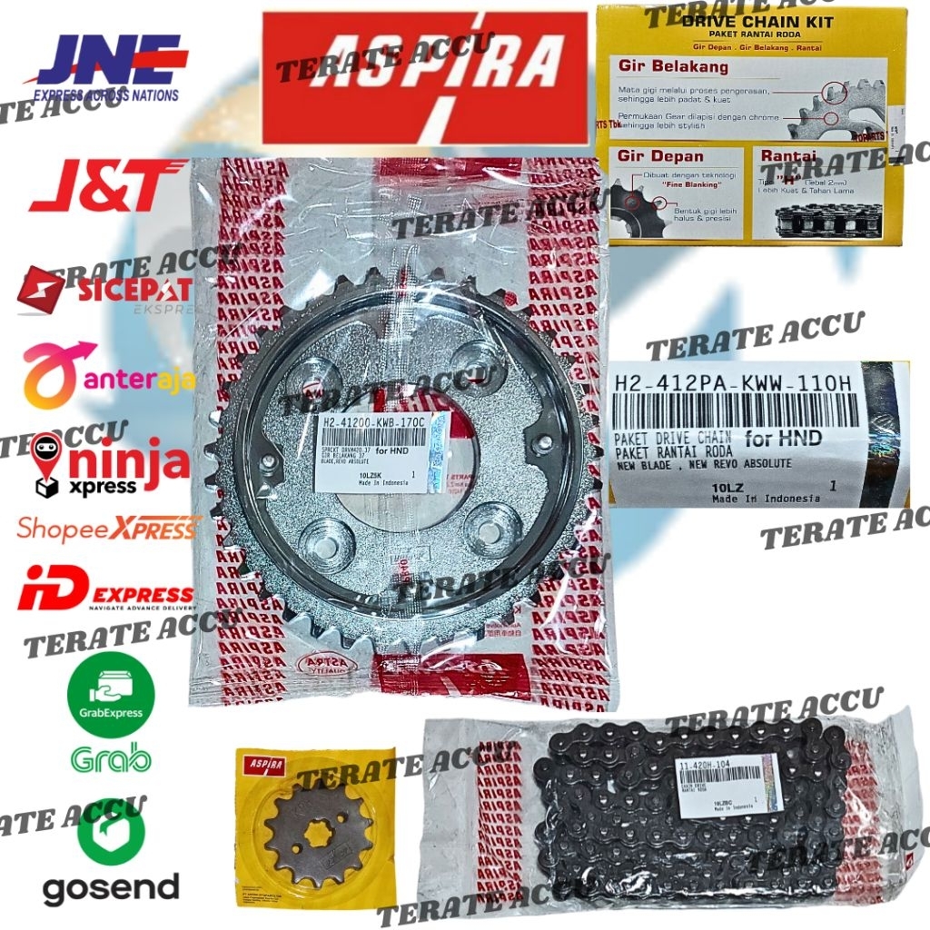 Gear Set Rantai Motor ASPIRA Absolute Revo New, Blade New ASTRA OTOPARTS