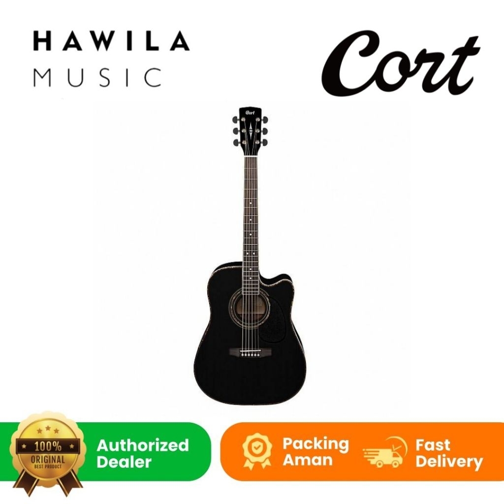 Gitar Acoustic Electric Gitar CORT AD880 CE BK AD880CE BK AD 880 Black