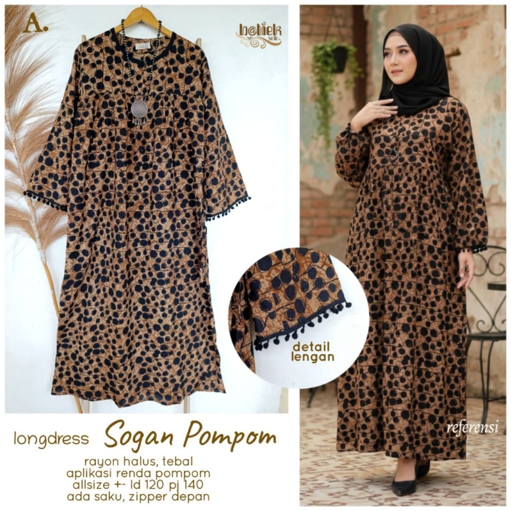 Gamis Dress Maxy Sogan Pompom