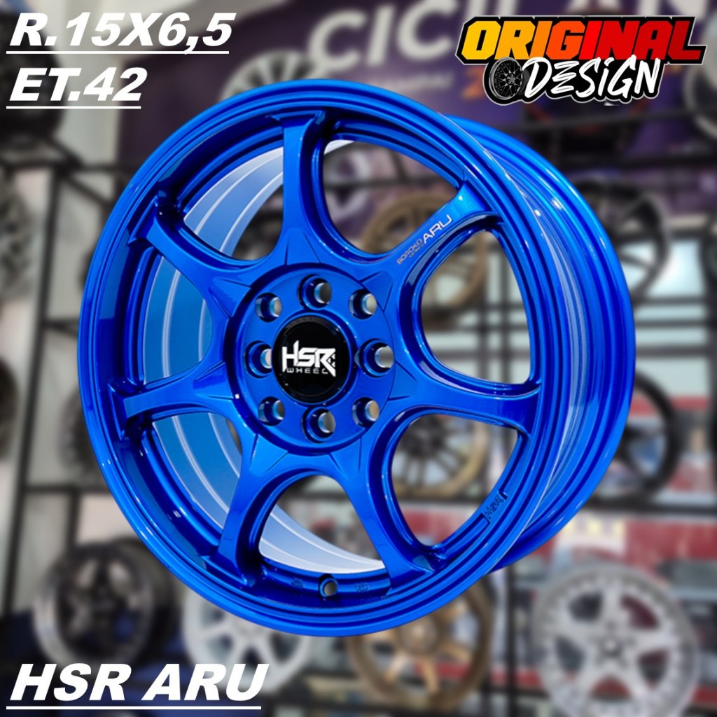 HSR ARU R15 Warna Biru/Blue Ring 15 Velg Racing Mobil AGYA BRIO AVANZA