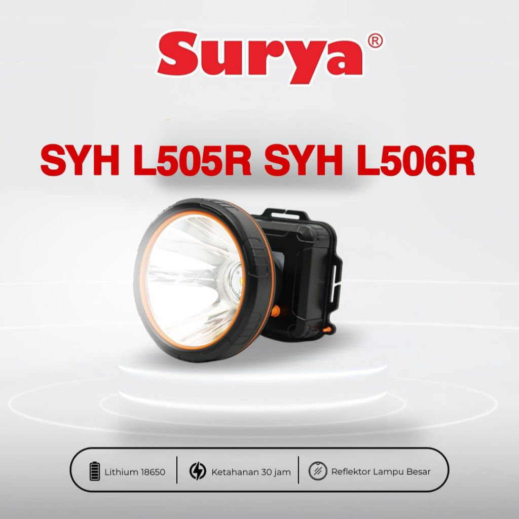 Surya Senter Kepala SYH L505R L506R 50 Watt Rechargeable HeadLamp | Selam | Diving | Submarine | Wat