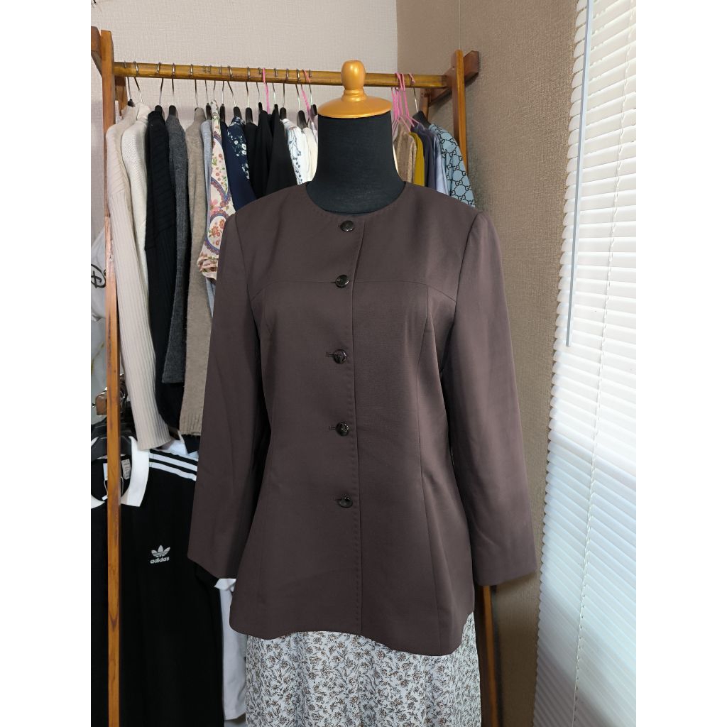 Atasan wanita Blazer atasan lengan panjang baju kancing