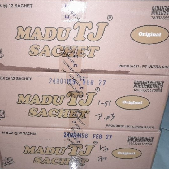 Madu TJ Original Karton 24 Box Isi 288 Sachet || 1 DUS MADU TJ SACHET