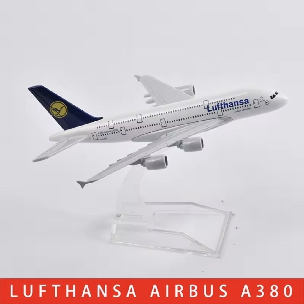 16cm Pesawat LUFTHANSA A340 A380 Germany Diecast Metal Mainan Pajangan Hiasan Koleksi Anak