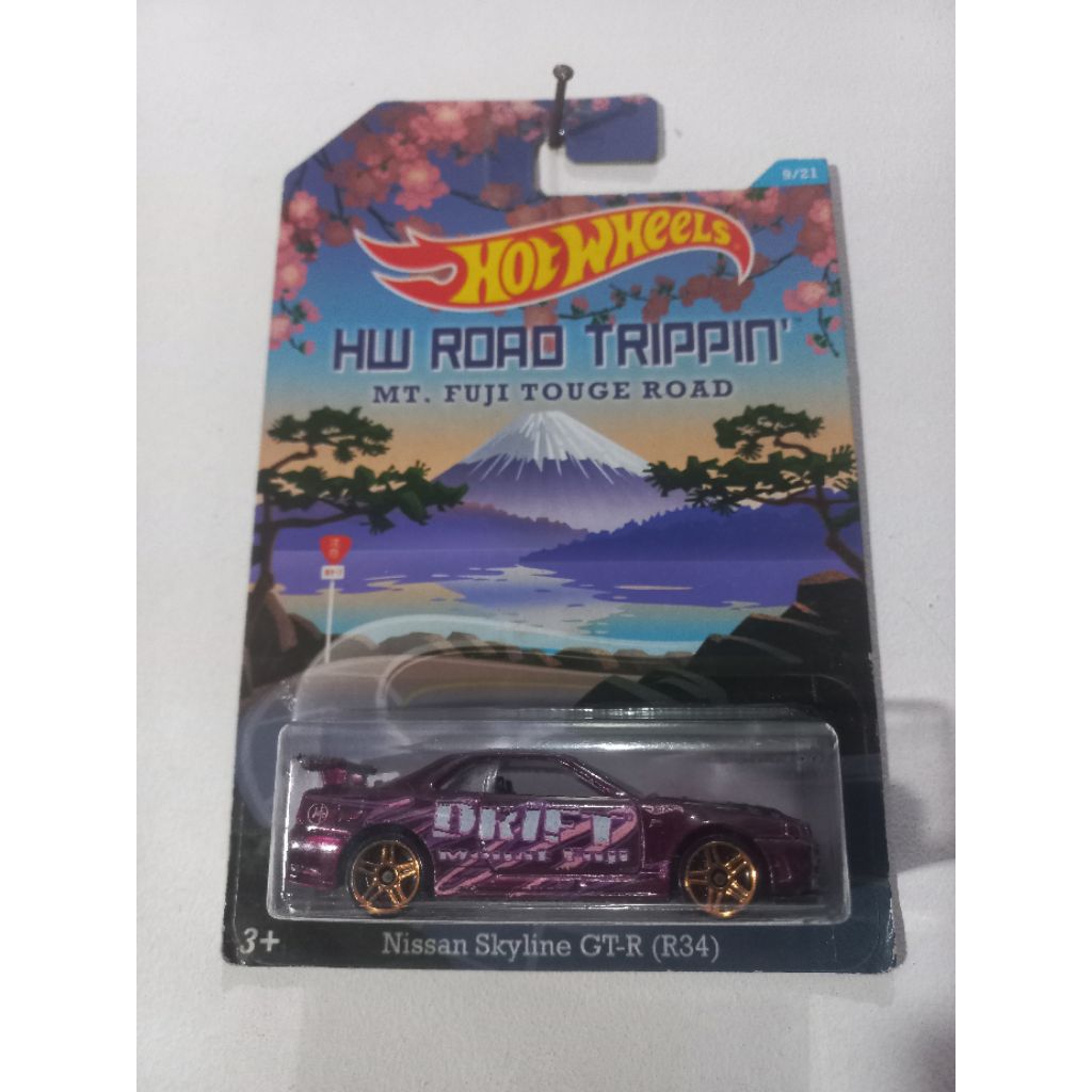 hotwheels nissan skyline r34 road trippin mount fuji ungu