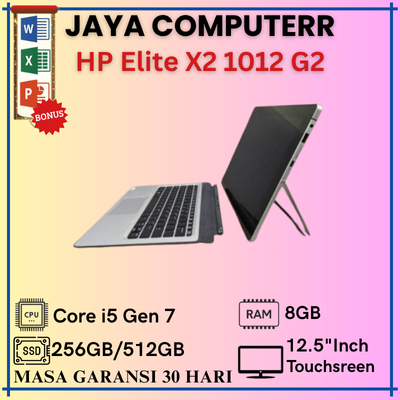 HP Elite X2 1012 G2 Core i5 Gen 7200U Ram 8GB SSD 256GB, Layar 12.5"Inch ( Touchscreen + Keyboard )