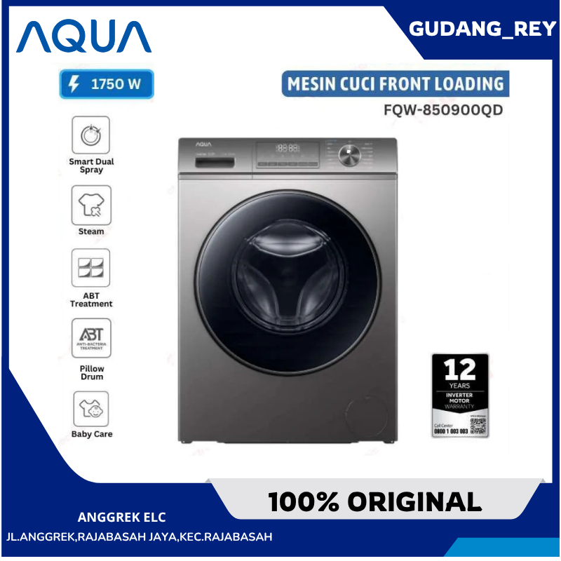 Mesin Cuci AQUA Front Loading 8.5 Kg FQW-850900QD BANDAR LAMPUNG
