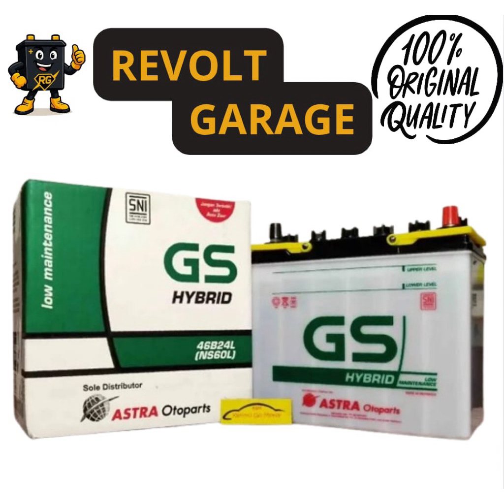 Aki Mobil GS ASTRA Hybrid NS60L untuk Voxy, Corolla Altis, City, Baleno, Livina.