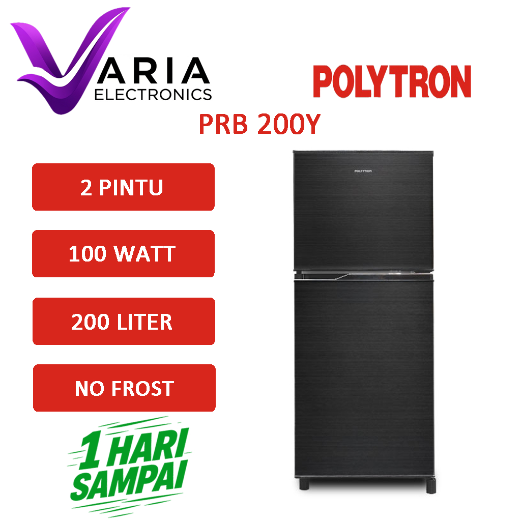 KULKAS POLYTRON PRB 200Y KULKAS 2 PINTU 200 LITER NO FROST LOW WATT