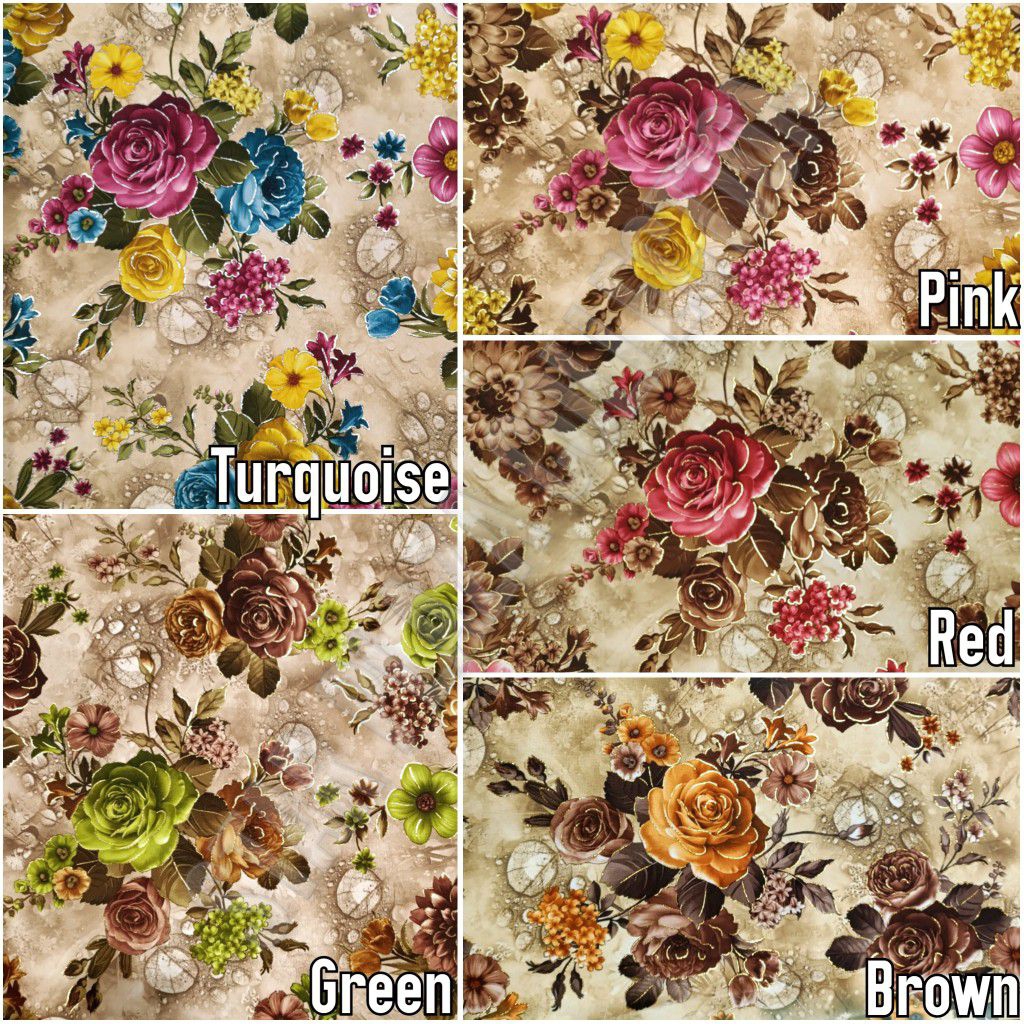 Kain Bludru Beludru Velvet Print Admiral Motif Bunga Kembang - Aurelia (Sofa, Kursi, Jok, Sarung Ban