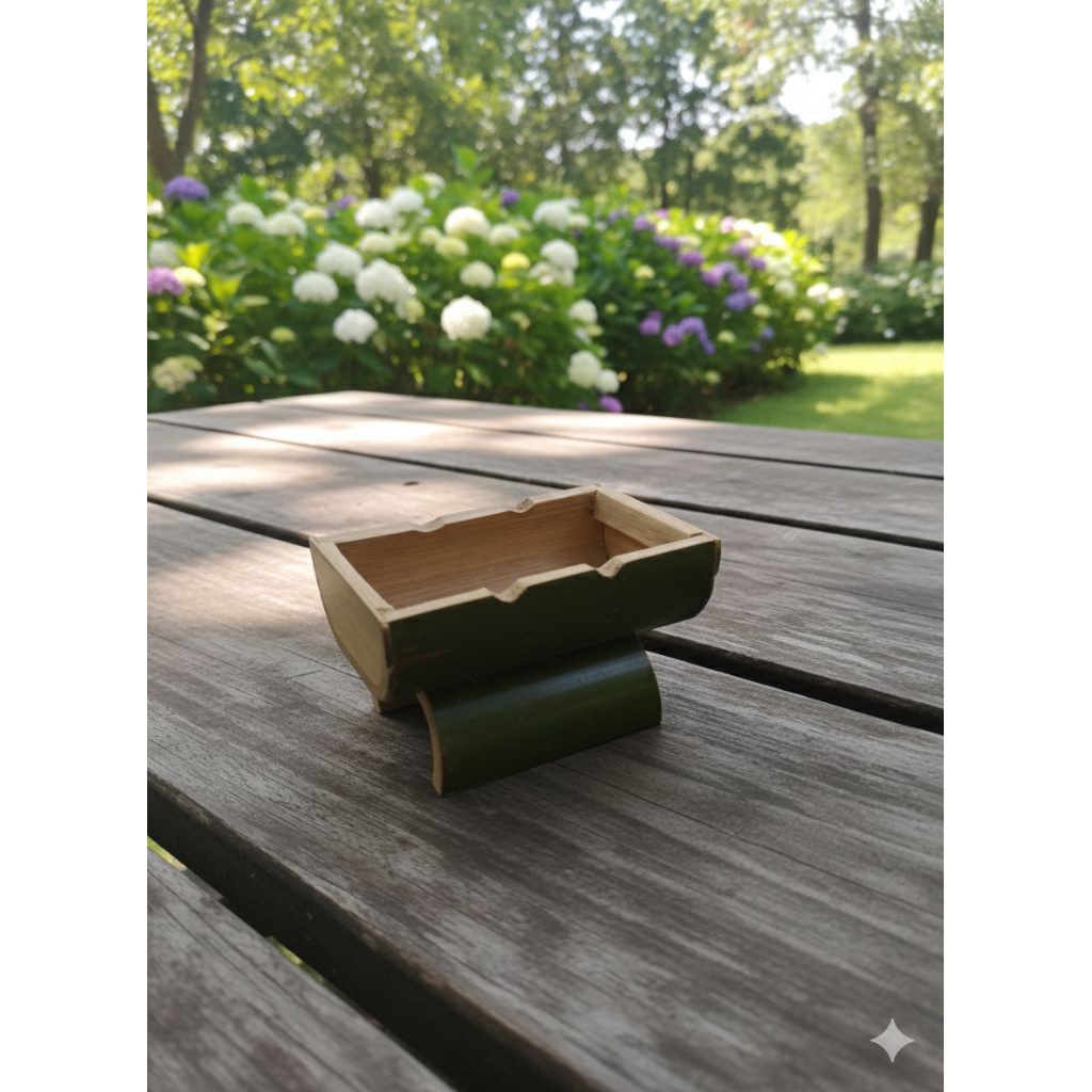 asbak bambu hijau unik asli kerajinan tangan estetik