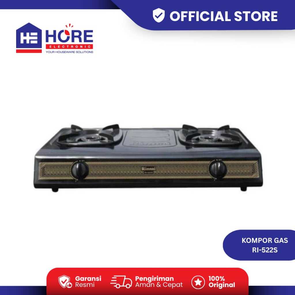KOMPOR GAS RINNAI RI 522S / KOMPOR GAS RINNAI 2 TUNGKU SUN BURNER RINNAI RI 522 S