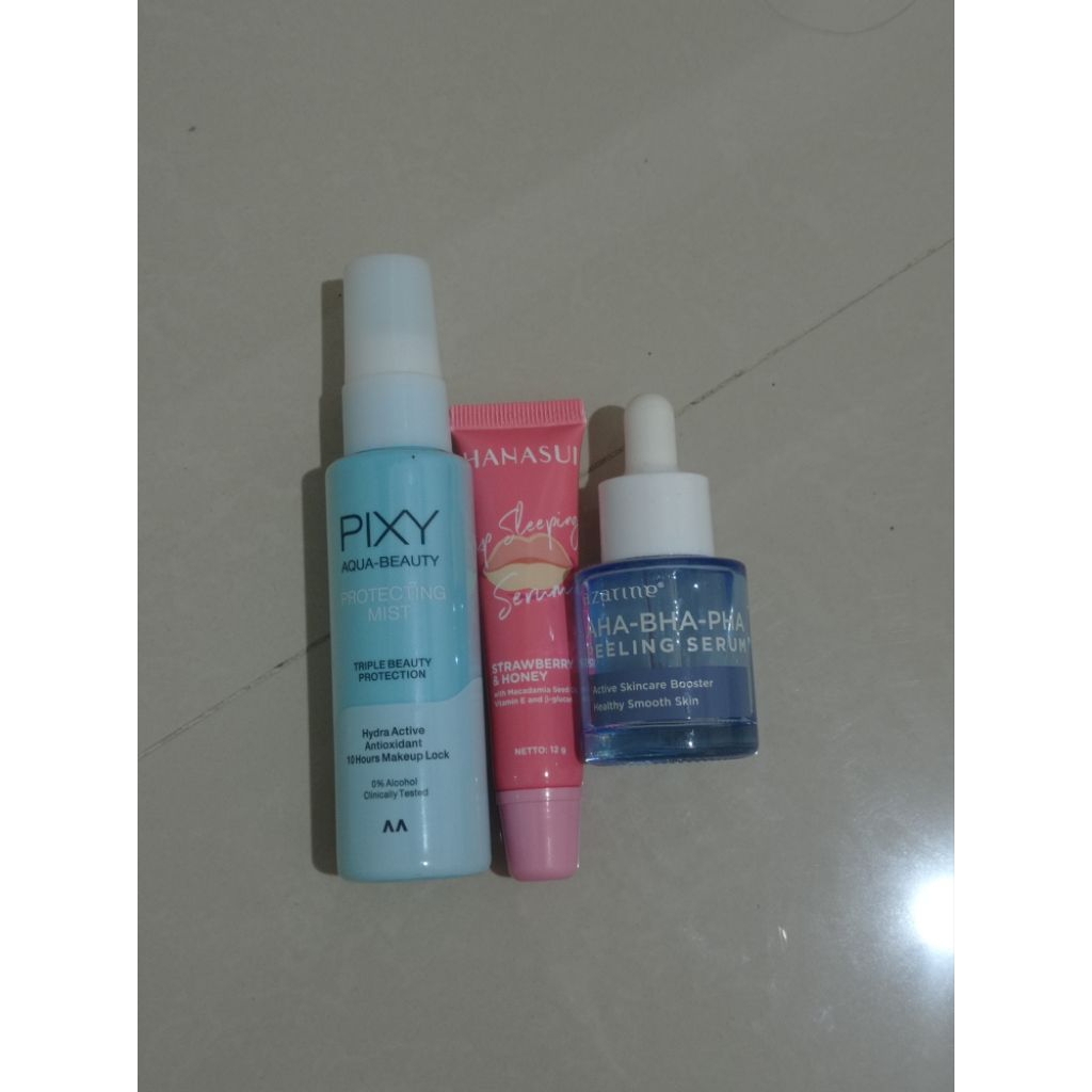 preloved skincare. azarine hanasui pixy