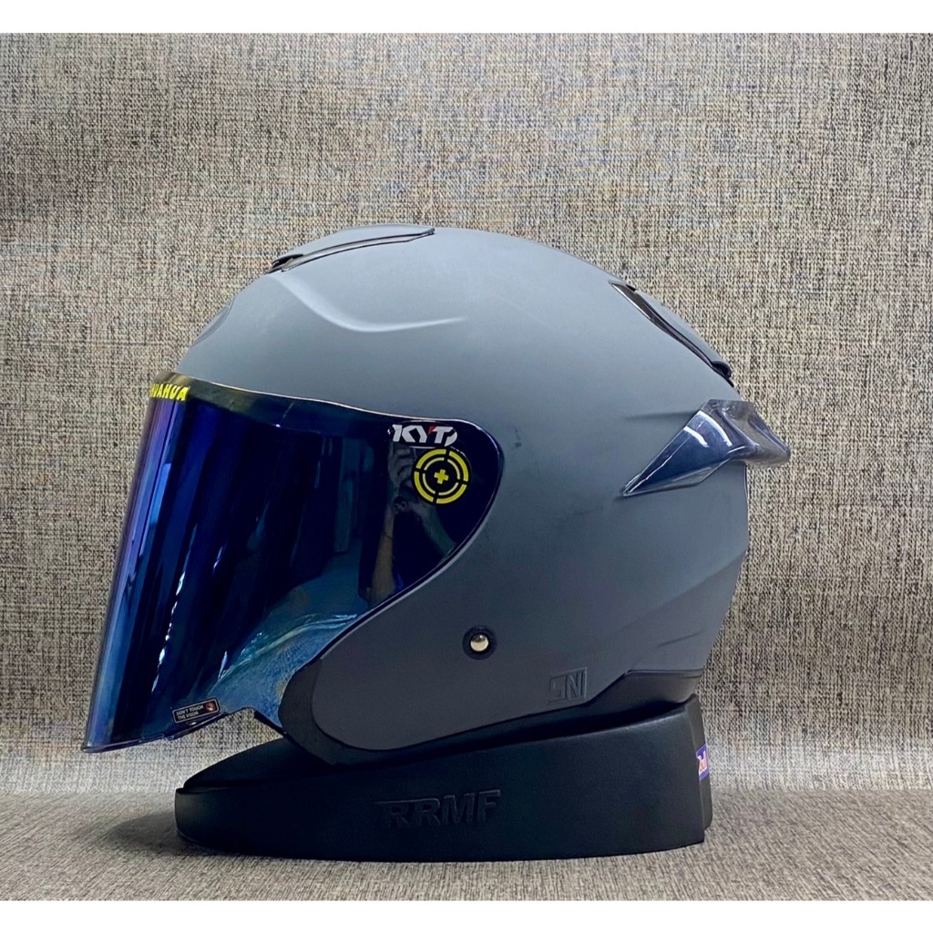 KYT KYOTO SOLID ALL WARNA KACA BLUE FREE SPOILER 2D DAN 3D - HELM KYT ORIGINAL DOT SNI HALF FACE COW
