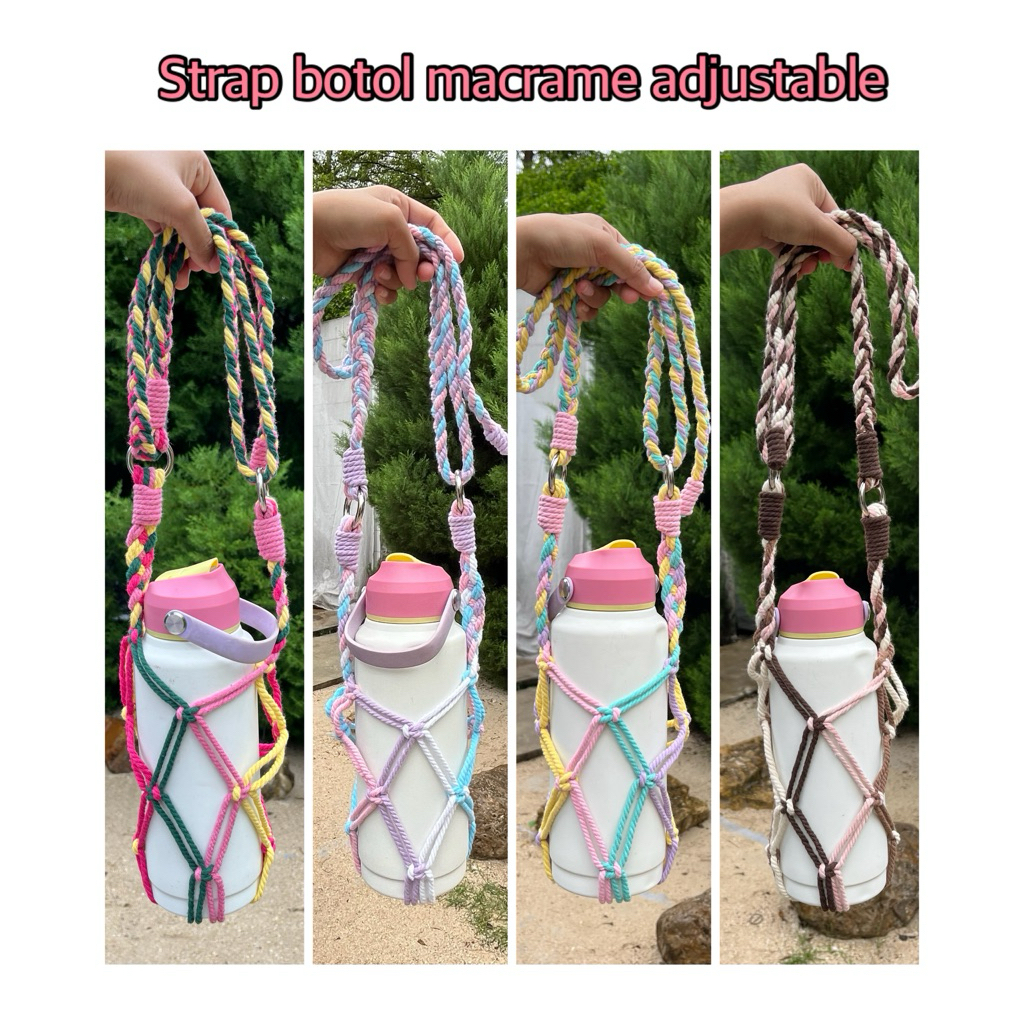 FREE STRAP ADJUST Macrame Bottle Strap Tas Tumbler Macrame Macrame Tumbler Holder
