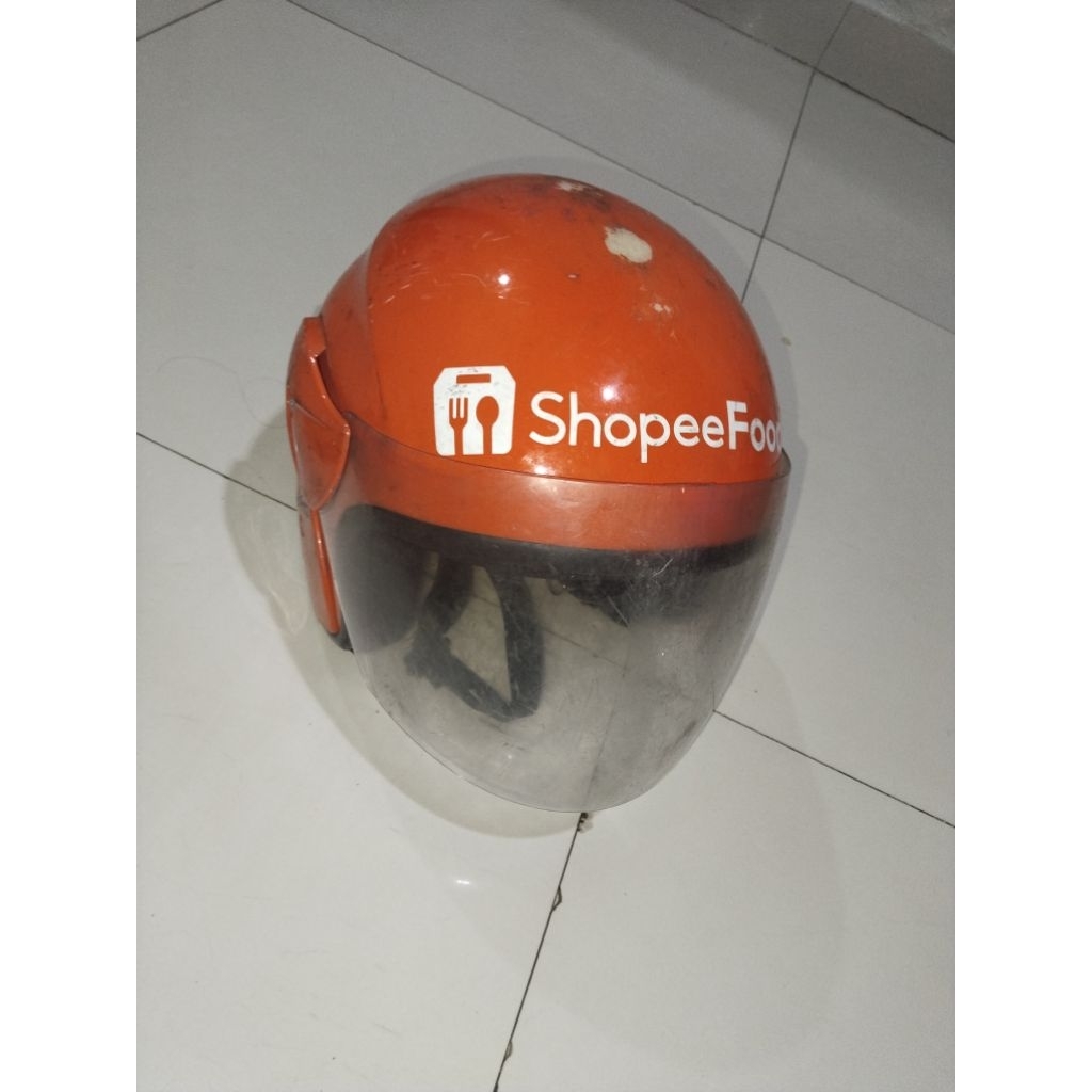 Helm shopee food helem shope fod ojek online ojol orange Oren shoopefood atribut