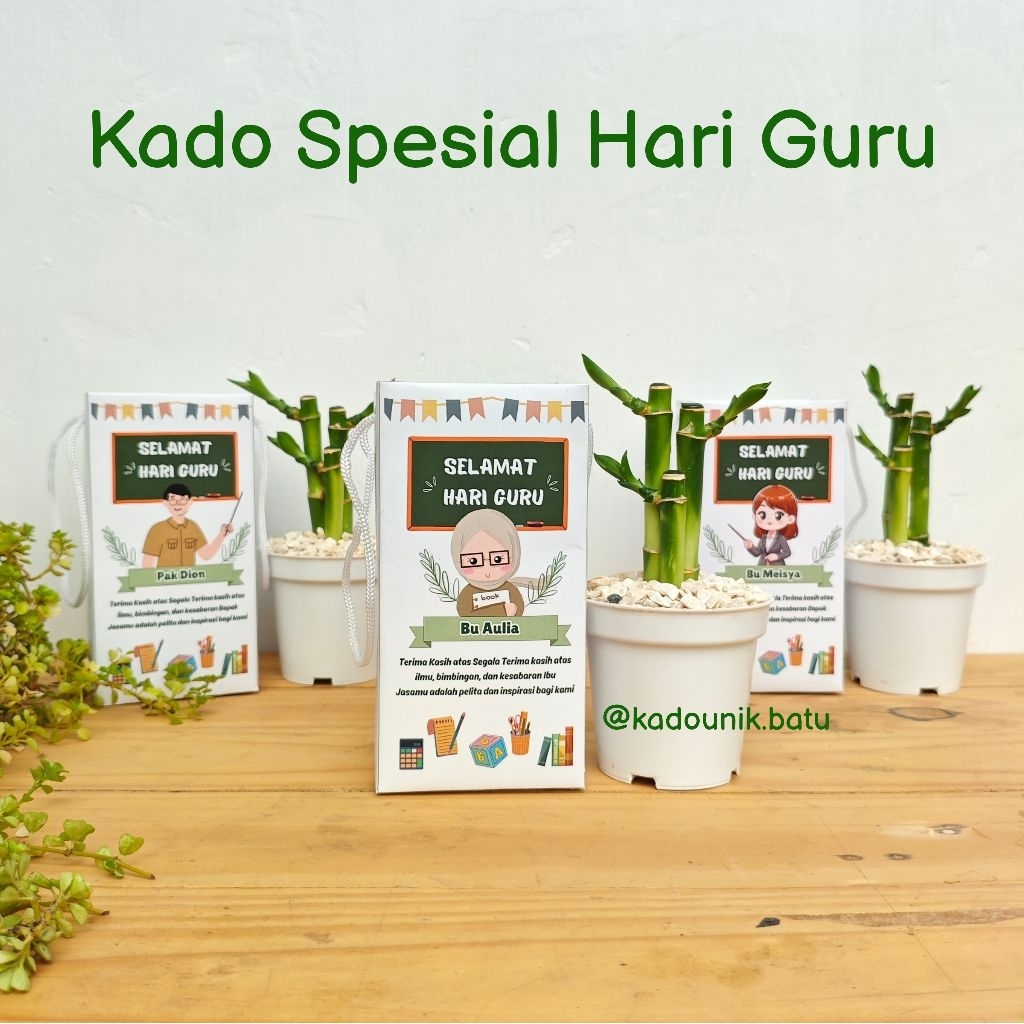 Kado Spesial Hari Guru bisa Custom Nama, Souvenir Tanaman Unik untuk Hari Guru
