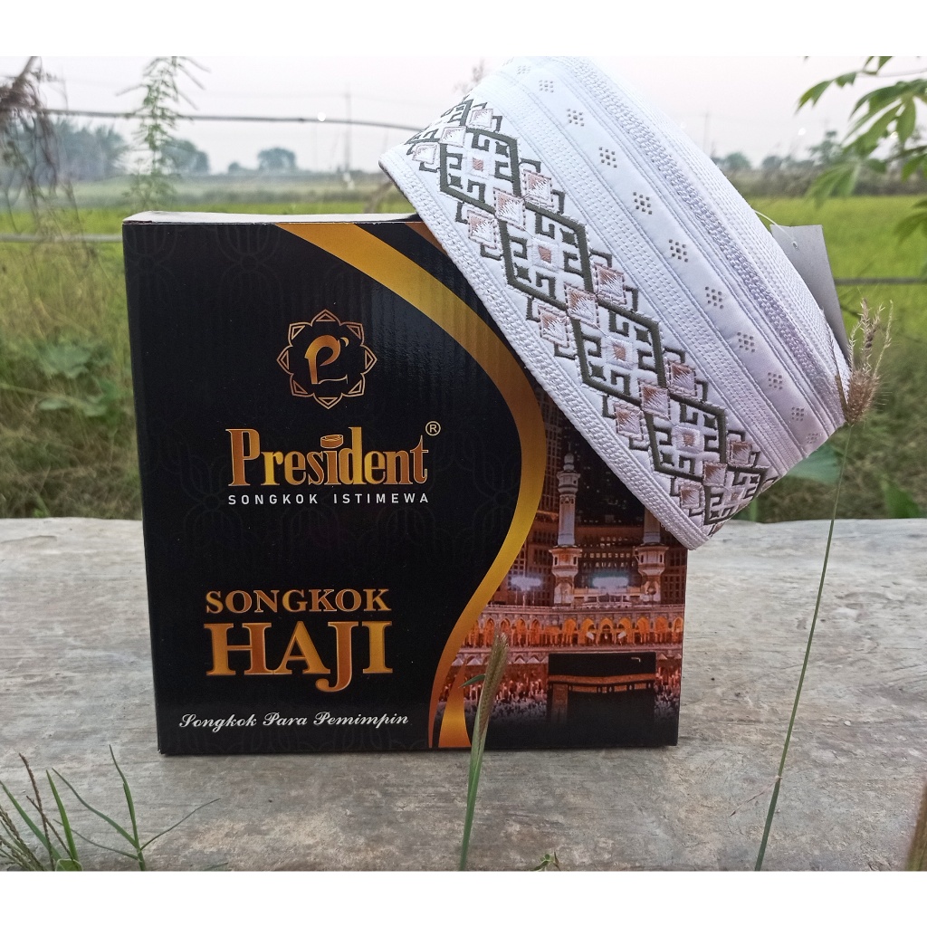 songkok haji putih peci haji kopiah madinah As Shobur Hijau President