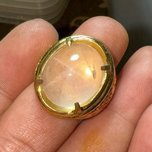 Natural batu mulia permata rose star quartz plus ring | BD02-230