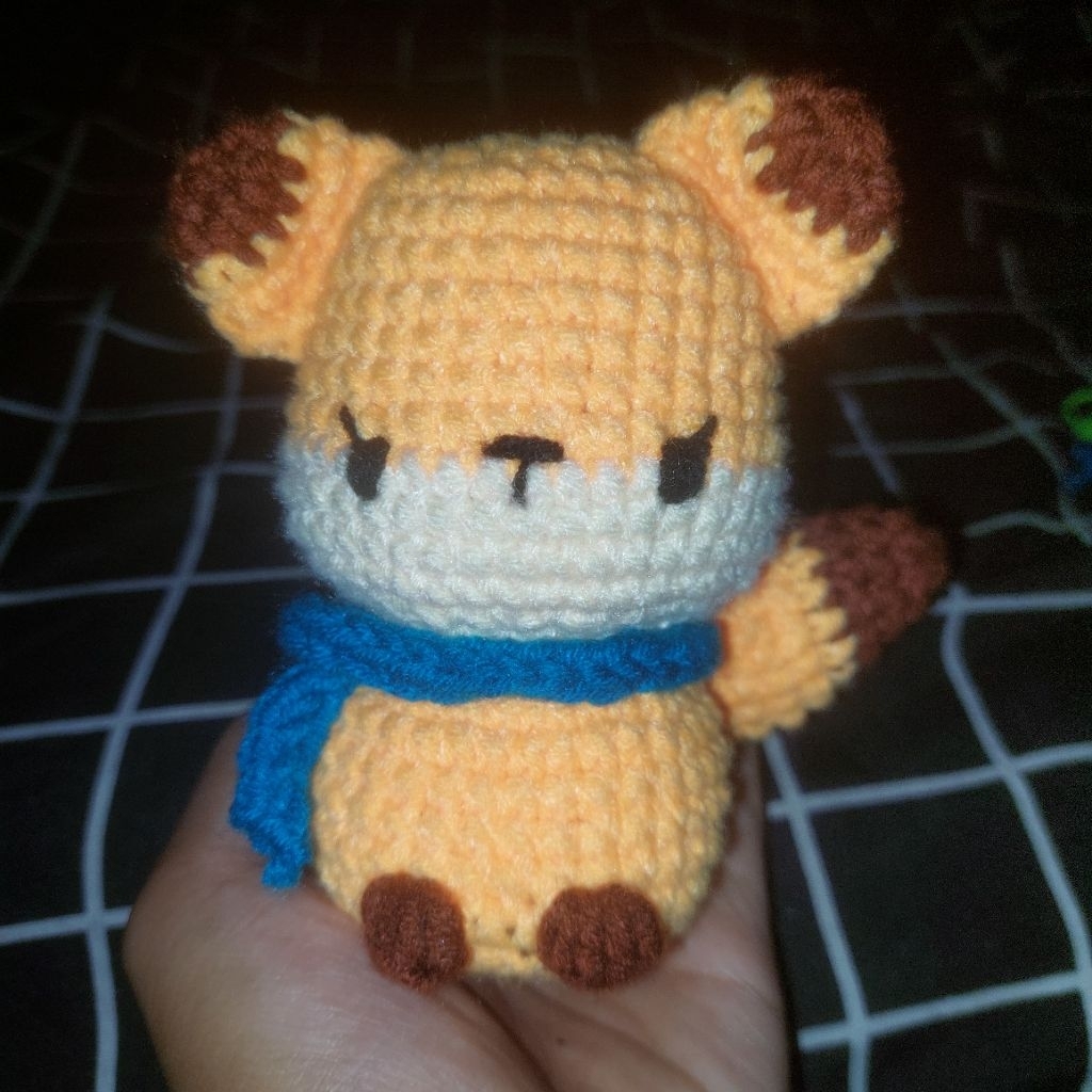 LoopAtelier Crochet Keychain Amigurumi Fox with Scarf