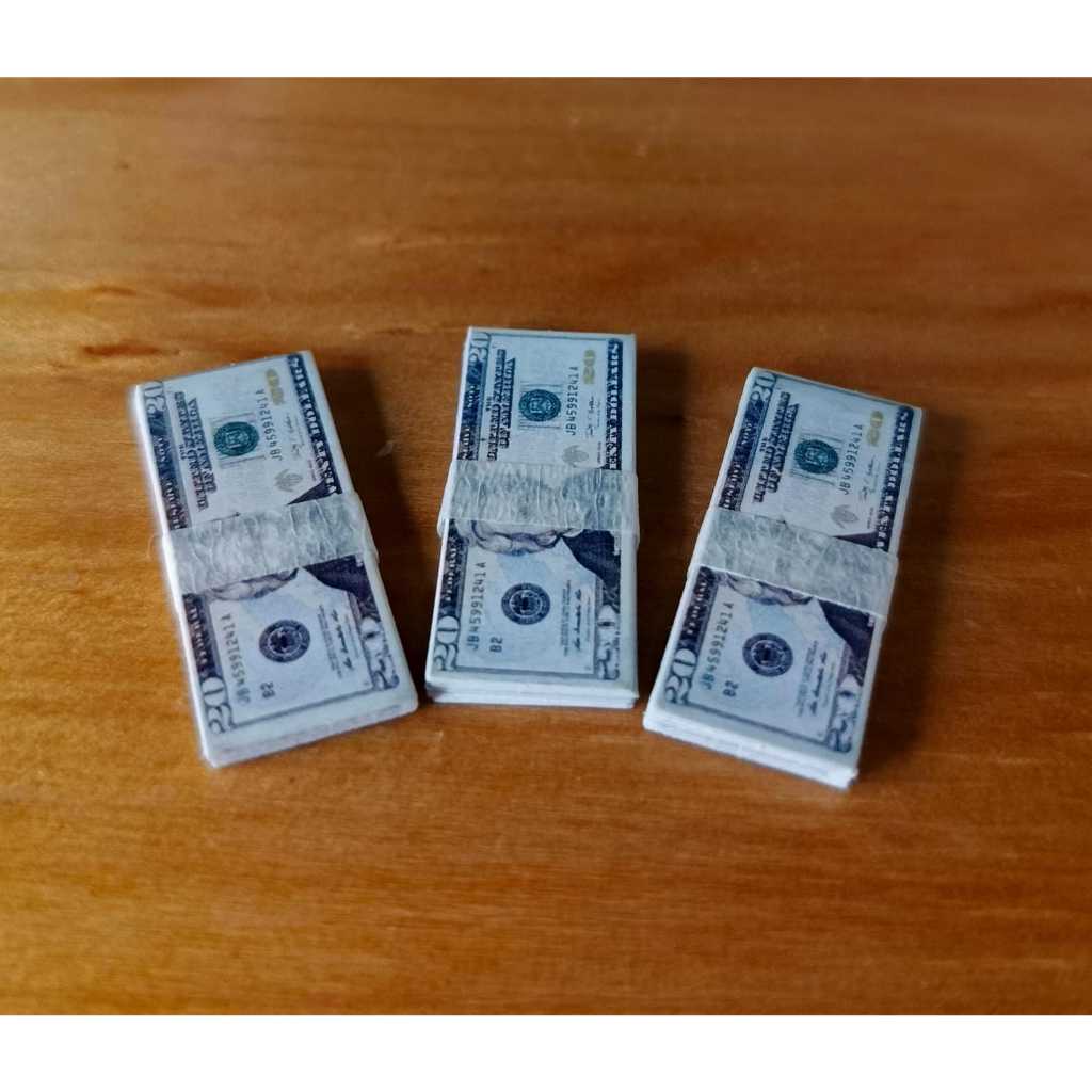 Miniatur Mainan mini 20 dollar isi 5 LEMBAR UANG MAINAN DEKORASI MAHAR BUKET UANG MAINAN EDUKASI ANA