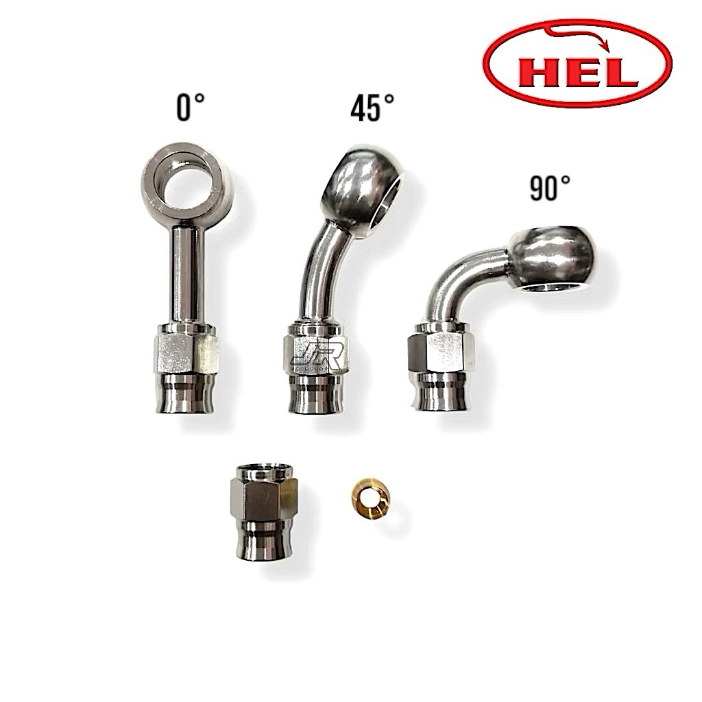 Nepel Fitting Banjo Selang Rem HEL Original Stainless Steel 0/45/90 Derajat / JR Motoshop