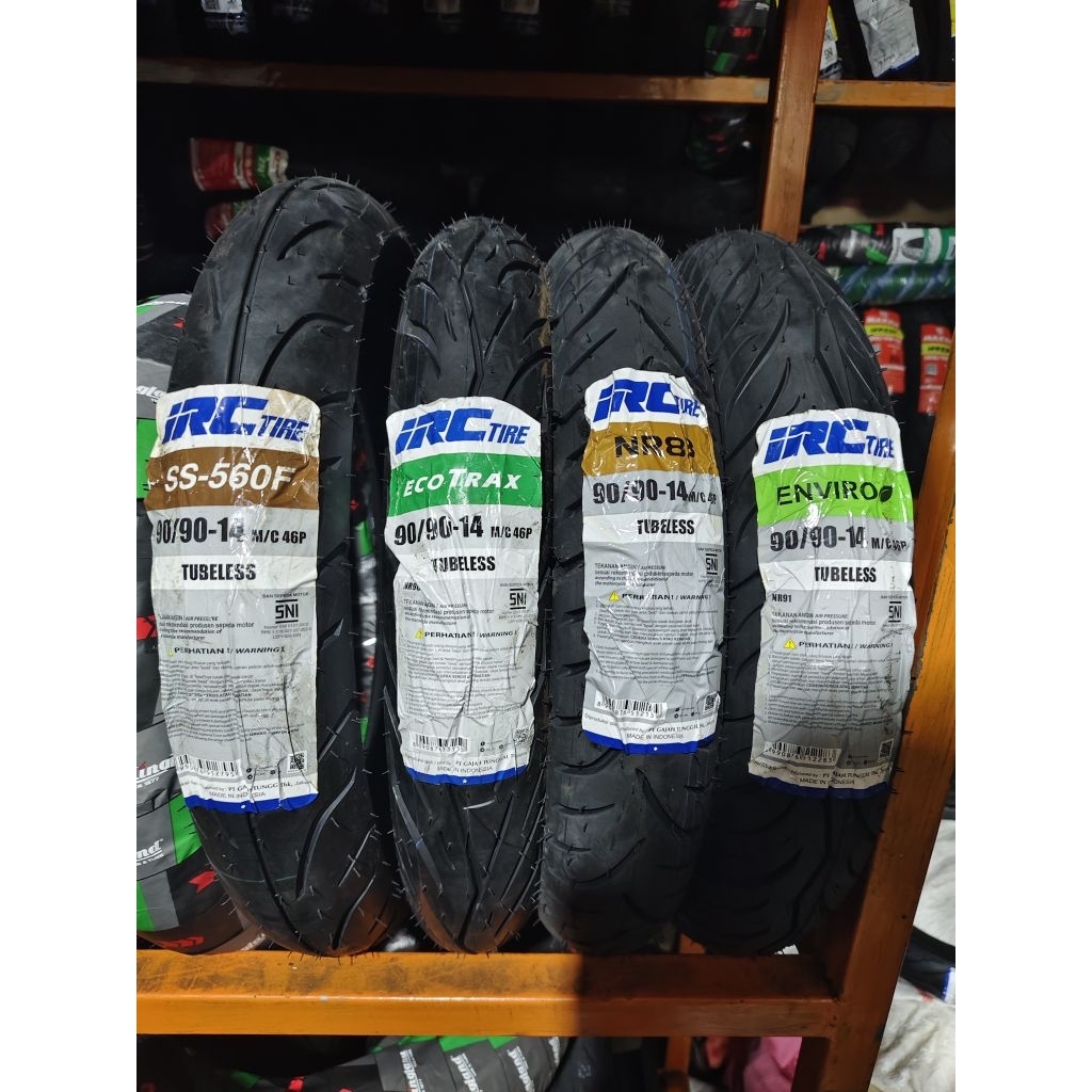 BAN LUAR IRC TUBELES UKURAN 90/90-14 BAN BELAKANG MOTOR BEAT VARIO SCOOPY IRC TUBELES PRODUKSI TERBA