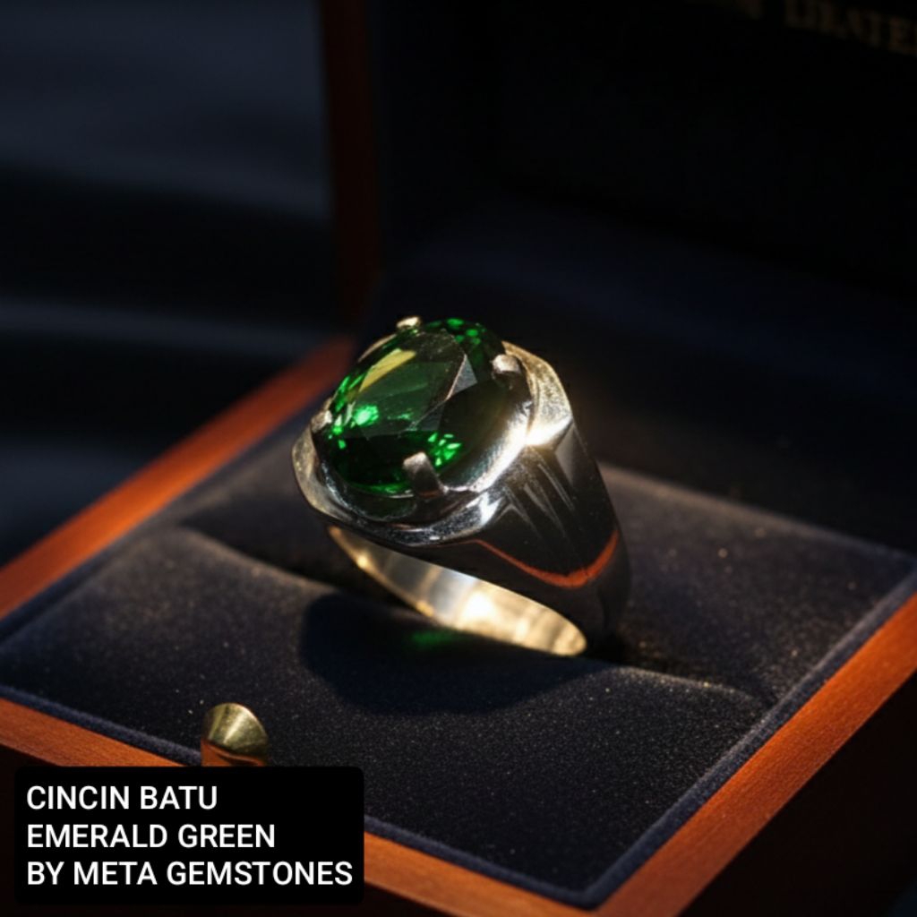 CINCIN BATU EMERALD GREEN CUTTING RING ALPAKA MEWAH
