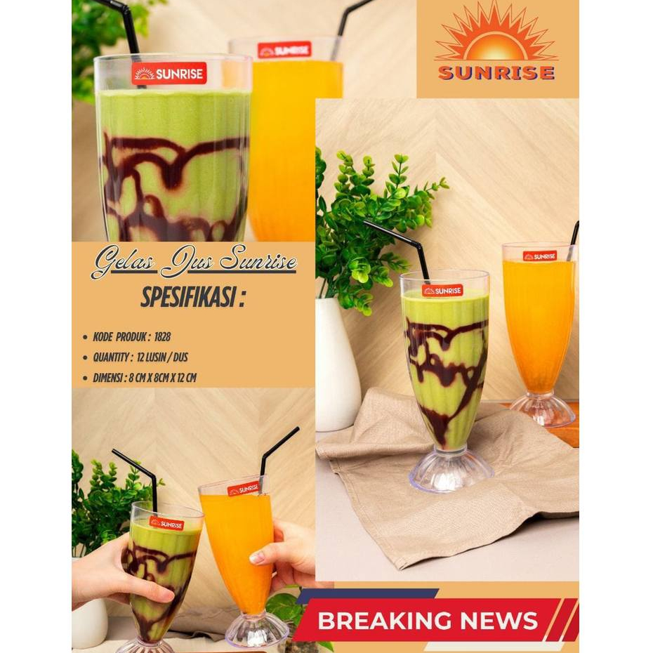 Gelas Jus Kristal Sunrise 600ml/Gelas Jus Murah/Gelas Milksh/ Gelas Jus/Akrilik